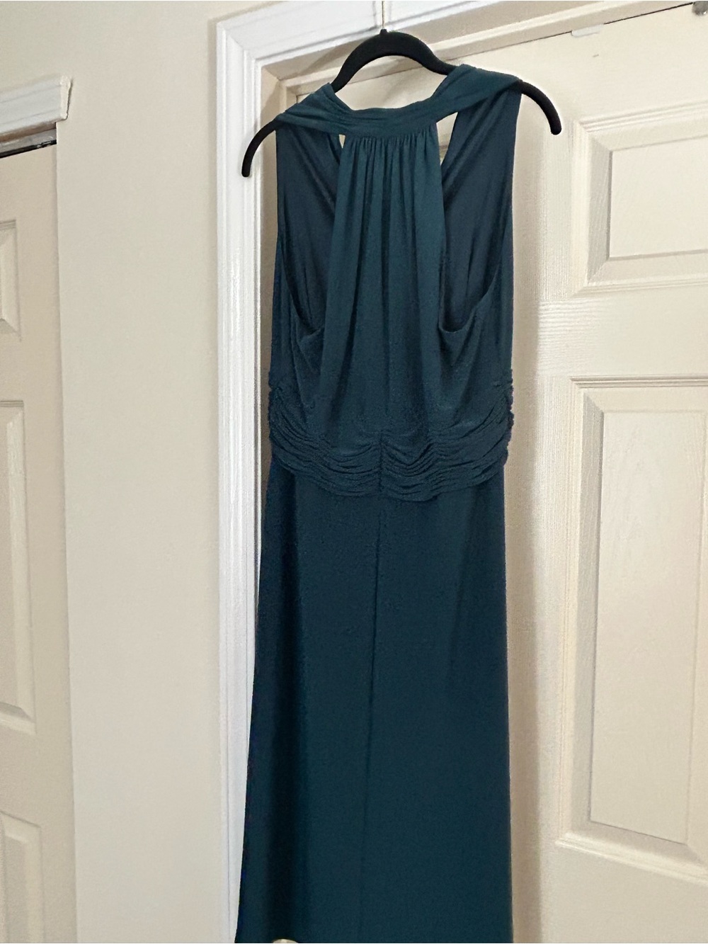 Evan Picone Teal Sleeveless Draped Midi Dress